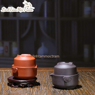Bộ ấm chén Độc ẩm gốm sứ tráng men màu đá