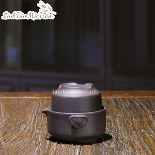 Bộ ấm chén Độc ẩm gốm sứ tráng men màu đá