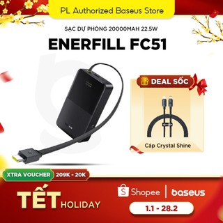  Sạc dự phòng Baseus Enerfill 22.5W FC51 Bipow 2 Pro 20000mAh  Digital Display with Type-C Built-in Cable 2C+1A  