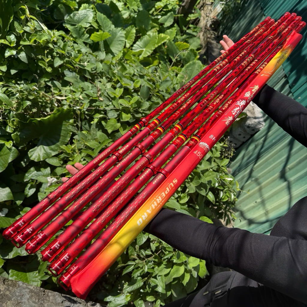 Cần câu đài Kẻ Hủy Diệt 8H - Tặng kèm ngọn phụ zin, màu đỏ nổi bật, chất liệu carbon, độ dài 3.6m - 