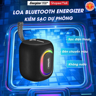 Loa mini Bluetooth Kiêm Sạc Dự Phòng Energizer BTS081 - Có Đèn Led, nhỏ gọn - Hàng chính hãng, Bảo hành 1 năm