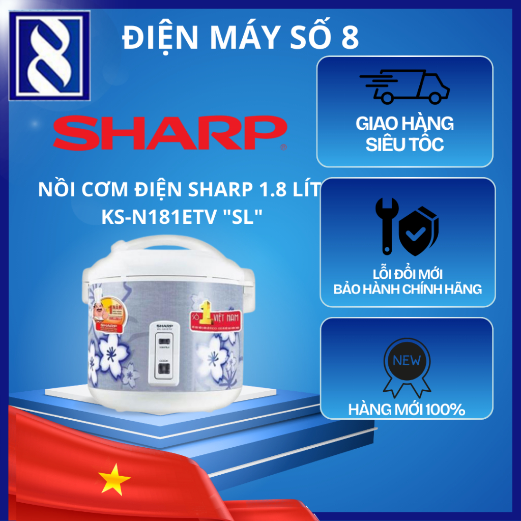 Điện Máy Số 8 | KS-N181ETV "SL" | KS-N182ETV "SW" | Nồi cơm điện Sharp 1.8 lít KS-N181ETV "SL" Chính