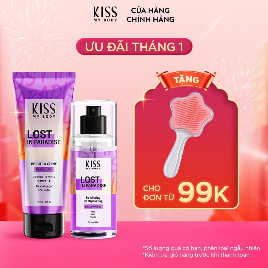 Bộ Đôi Hoàn Hảo Body Lotion và Body Mist KISS MY BODY hương Lost in Paradise