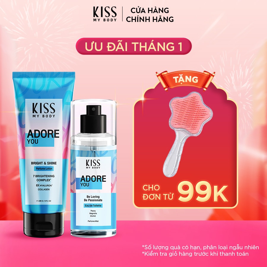 Bộ Đôi KISS MY BODY Body Lotion & Body Mist Hương Adore You 226G