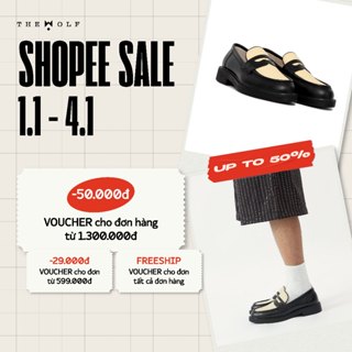  Giày Lười Nam Nữ THEWOLF SEAN PENNY LOAFER - Đen   Đen Kem   Tan 
