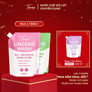   MUA 2 TẶNG 1  Túi refill - Nước Giặt Đồ Lót Chuyên Dụng Tinee 280ml Nano Bạc Hạn Chế Nấm Khuẩn 