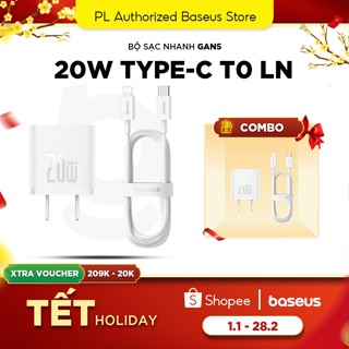  Củ sạc nhanh Type-C Baseus GaN5 20W có bộ kèm dây sạc nhanh cho i8-14 