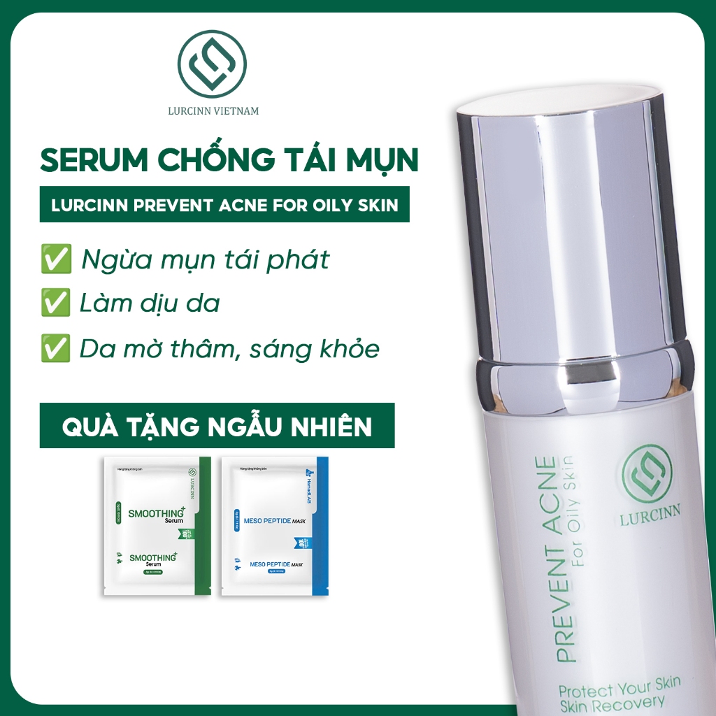 Serum Chống Tái Mụn Lurcinn Prevent Acne For Oily Skin 30g [Tặng Serum Khóa Ẩm Tầng Sâu 72h Smoothin