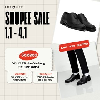  Giày Tây Nam THEWOLF GENT OXFORD - Đen 