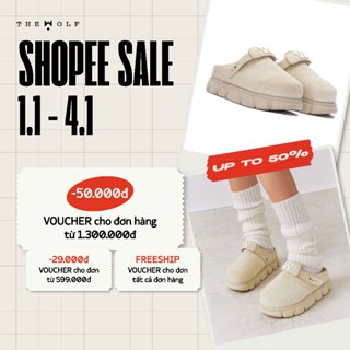  Dép Bánh Mì Tăng Chiều Cao Nam Nữ THEWOLF R&E MULE SANDAL - Đen bóng Đen suede Nâu bò suede Be Nâu suede 