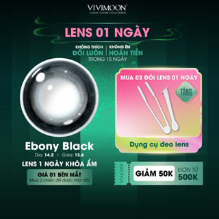  01 Chiếc Kính áp tròng VIVIMOON lens khóa ẩm 1 ngày màu đen Ebony Black  Giá 1 bên mắt x2 để đặt 1 đôi  