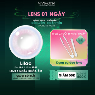  01 Chiếc Kính áp tròng VIVIMOON lens khóa ẩm 1 ngày màu hồng tím Lilac  Giá 1 bên mắt x2 để đặt 1 đôi  