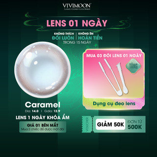  01 Chiếc Kính áp tròng VIVIMOON lens khóa ẩm 1 ngày màu nâu Caramel  Giá 1 bên mắt x2 để đặt 1 đôi  