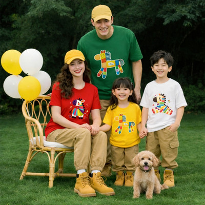 Áo thun gia đình in hình Ngựa đáng yêu - Áo thun gia đình 3-4-5 người - Loza Kids  GĐ009