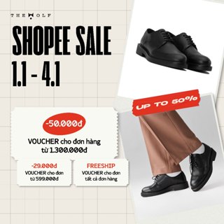  Giày Tây Nam Nữ THEWOLF SEAN DERBY - Black 