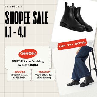  Giày Boot Nam THE WOLF Minimal Chelsea Boot - Black 
