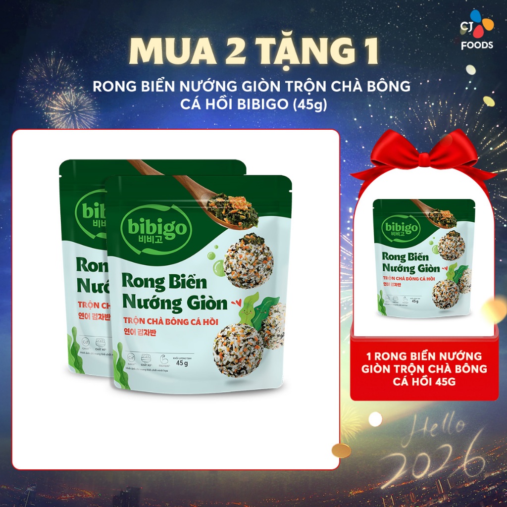 [Mua 2 gói cùng loại tặng 1 gói cùng loại] Rong biển nướng giòn rắc cơm Hàn Quốc Bibigo vị Nước tươn