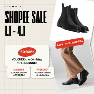  Giày Boot nam THE GENT WOLF Chelsea Boot - Black 