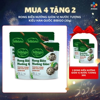  Mua 4 tặng 2  Combo 4 gói Rong biển rắc cơm Bibigo vị Nước tương  30g x 4  