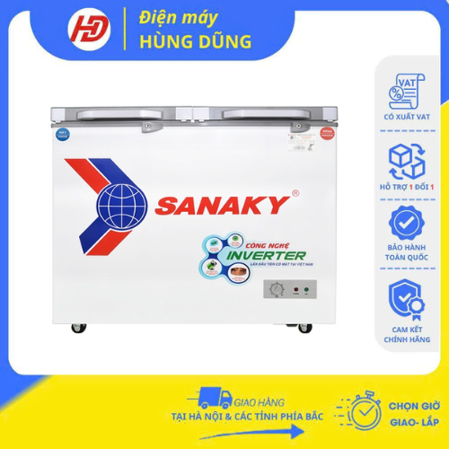 [ SHIP HOẢ TỐC HÀ NỘI ] Tủ đông Sanaky 2 ngăn đông và mát VH-3699W4K (260 lít, nắp kính xám)- Chính 