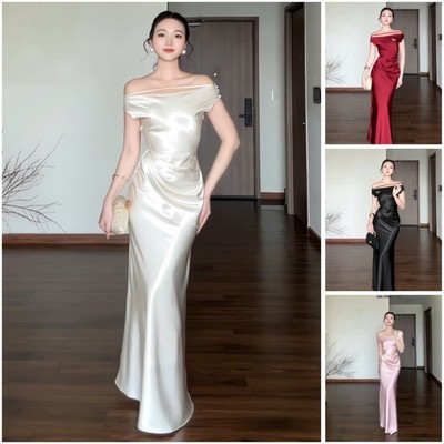 Lua Dress Wonderhouse Đầm thiết kế xéo vai chất vải lụa sang trong , phù hợp cho các buổi tiệc