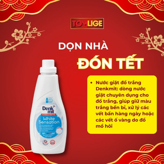  Nước Giặt Đồ Trắng Denkmit White Sensation 1L KHÔNG THUỐC TẨY Bảo Vệ Sợi Vải và Giữ Trắng Quần Áo 