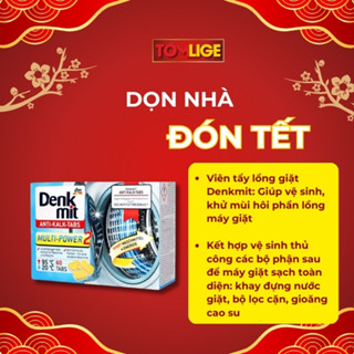  Vệ Sinh Lồng Giặt Viên Tẩy Lồng Giặt Denkmit Loại Bỏ Cặn Bẩn Mùi Hôi Máy Giặt Tomlige Hộp 60 Viên 