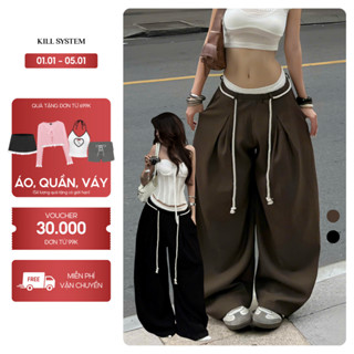  Quần tây ống rộng phối ren kèm dây đeo CABY - KILL SYSTEM 