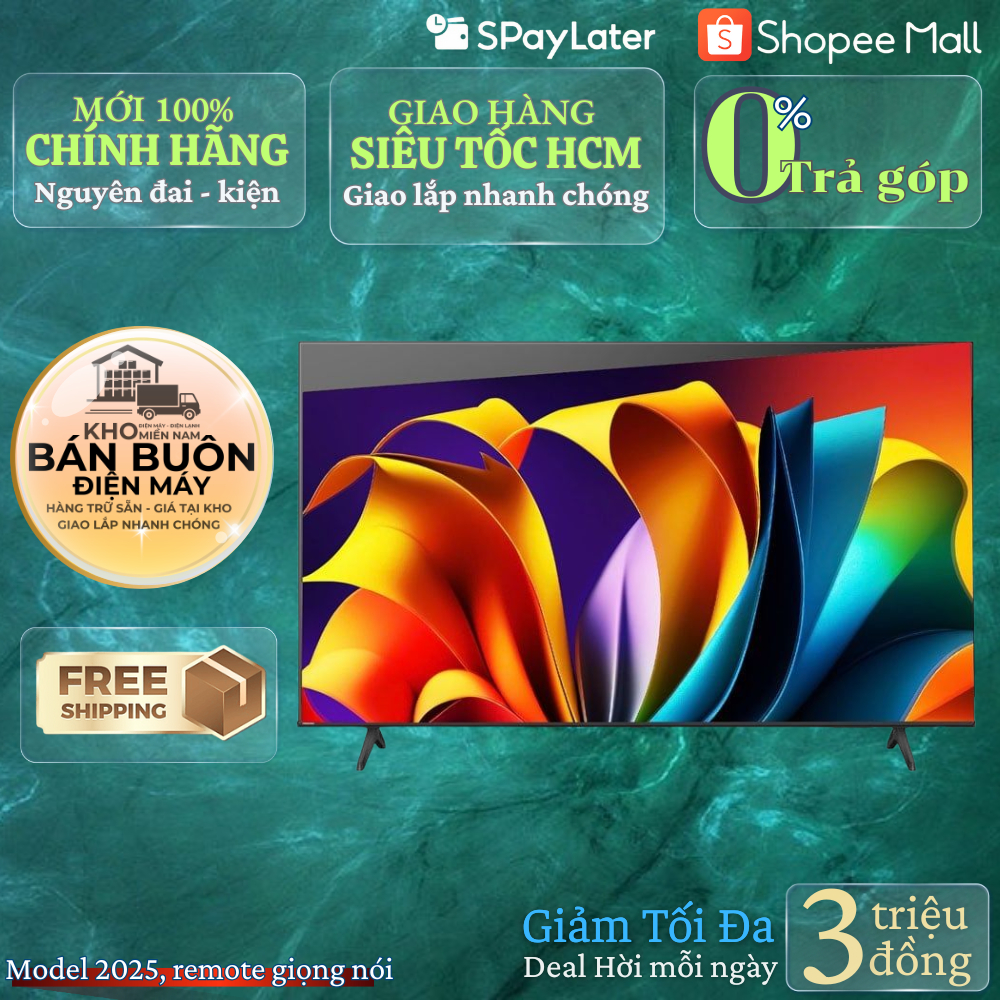 Smart Tivi Hisense 4K 55 inch 55A6100N – HDR10+, Dolby Atmos, VIDAA OS, thiết kế viền mỏng