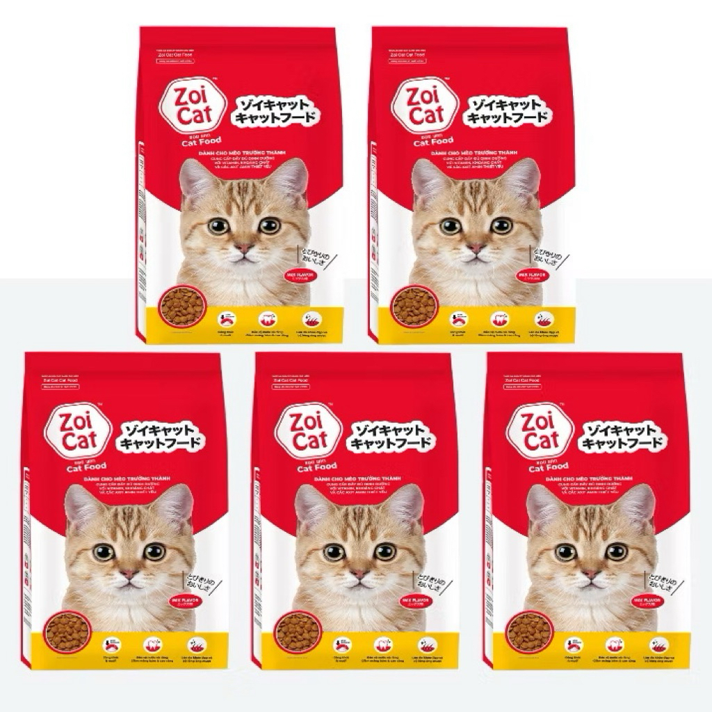 [ COMBO 5 GÓI] Thức ăn cho mèo zoi cat 1kg- hạt cho mèo zoi cat 1kg- pet xinh