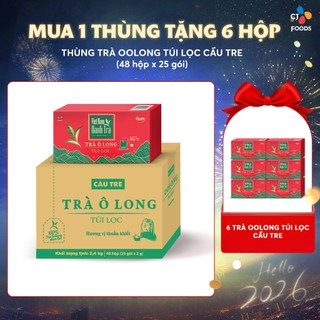   Tặng 6 hộp trà  Thùng 48 hộp Trà Oolong Túi Lọc Cầu Tre - Hộp 25 gói x 48 hộp  Trà túi lọc o long ô long ngon  