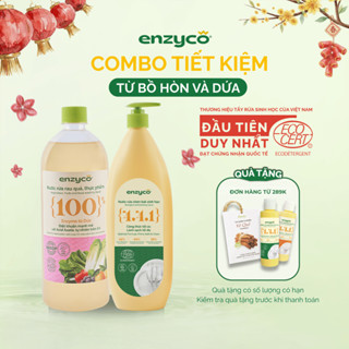   Tiết kiệm20%  Combo Nước Rửa Rau Quả 1L Và Nước Rửa Bát Sinh Học 870ml ENZYCO Từ Bồ Hòn Và Dứa Đạt Chứng Nhận ECOCERT 