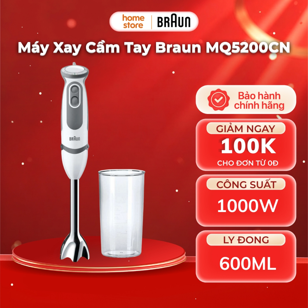 Máy Xay Cầm Tay Braun MQ5200CN Công Suất 1000W - Chính Hãng, Tiện Lợi