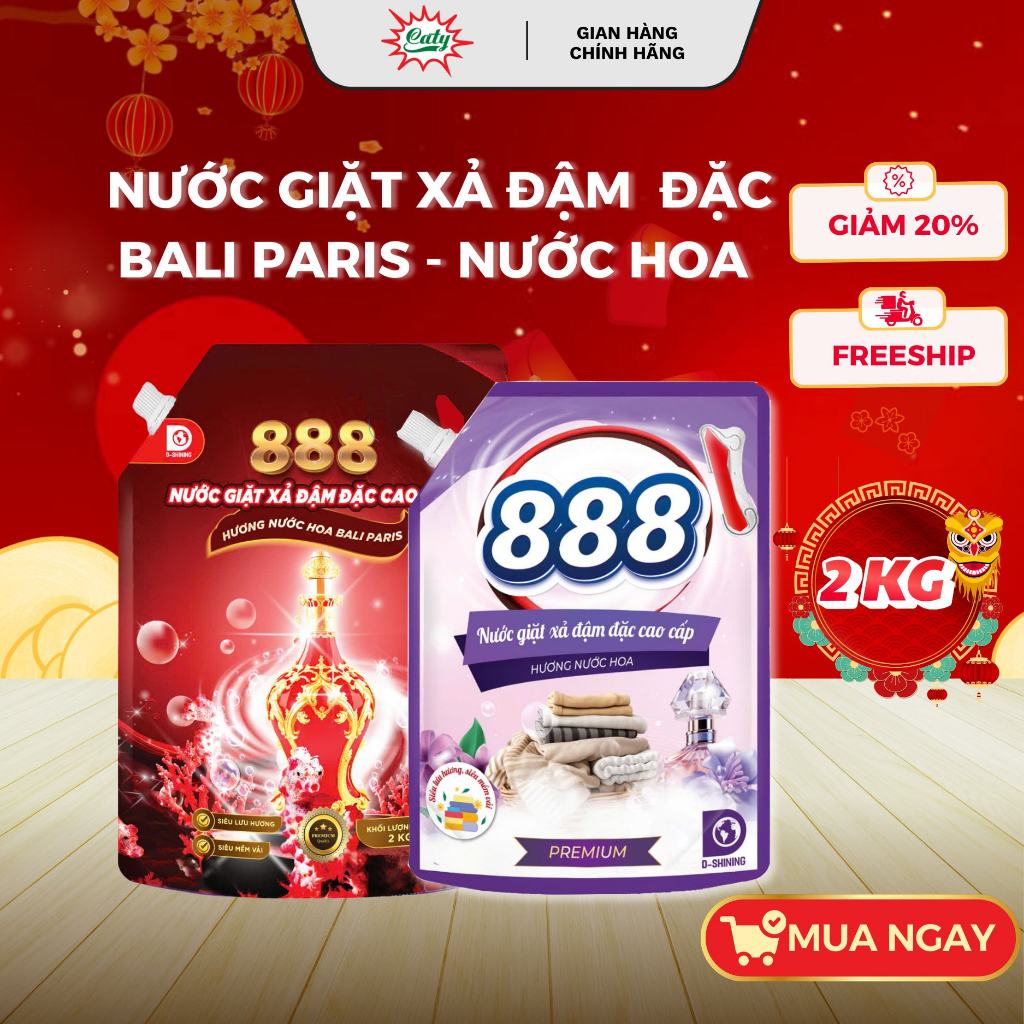 Túi nước giặt xả 888 hương nước hoa Bali paris/Nước hoa 2kg