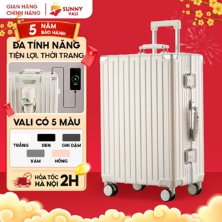  Vali SUNNY Raymond - vali khung nhôm nhựa PC + ABS - ngăn đựng cốc cổng sạc tiện ích 20 24 28 inch 