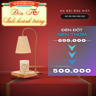  Đèn Đốt Nến Thơm Bằng Bóng Halogen Trang Trí Cao Cấp Đế Gỗ Sang Trọng Điều Chỉnh Độ Sáng Hẹn Giờ 