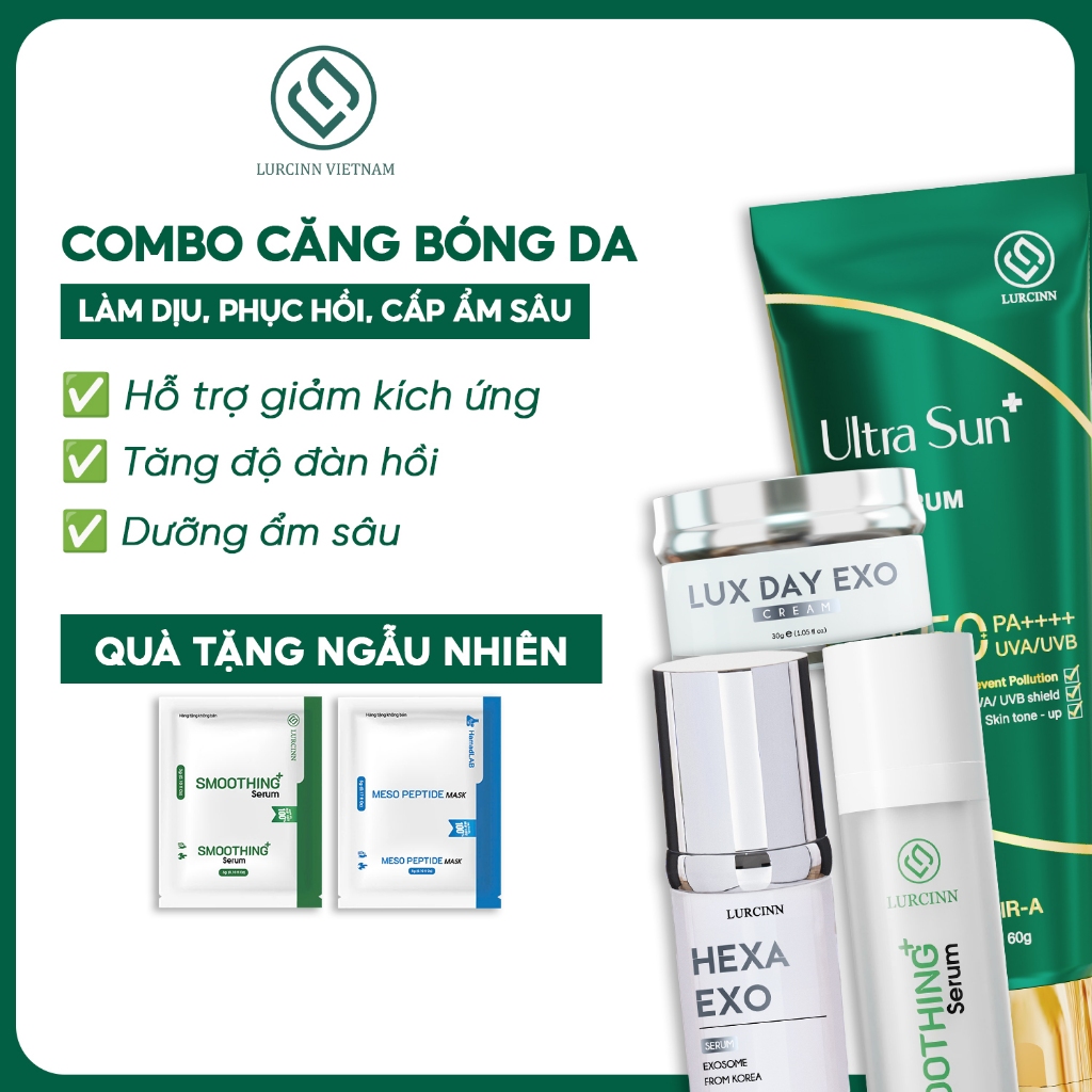 Bộ Đôi Căng Bóng LURCINN – Serum Hexa EXO & Kem Luxday EXO Nano, Da Mịn Màng, Đàn Hồi | Lurcinn Viet