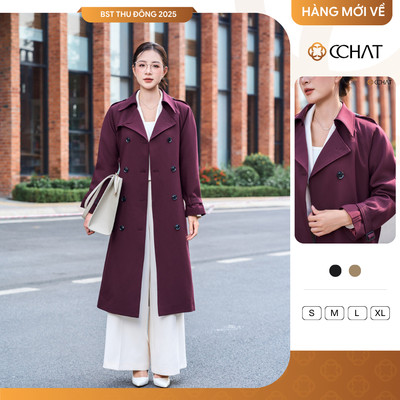 Áo Măng Tô 𝐂𝐂𝐇𝐀𝐓 Dáng Suông Dài Aura25 Chất Liệu Cao Cấp Sang Trọng 25MDS2001ST