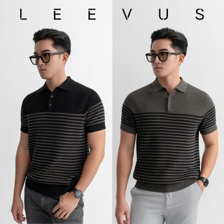   TẶNG HỘP CHO ĐƠN TỪ 499K Áo Polo nam LEN DỆT KIM cotton Block Stripes Polo phong cách thanh lịch LEEVUS APL334 