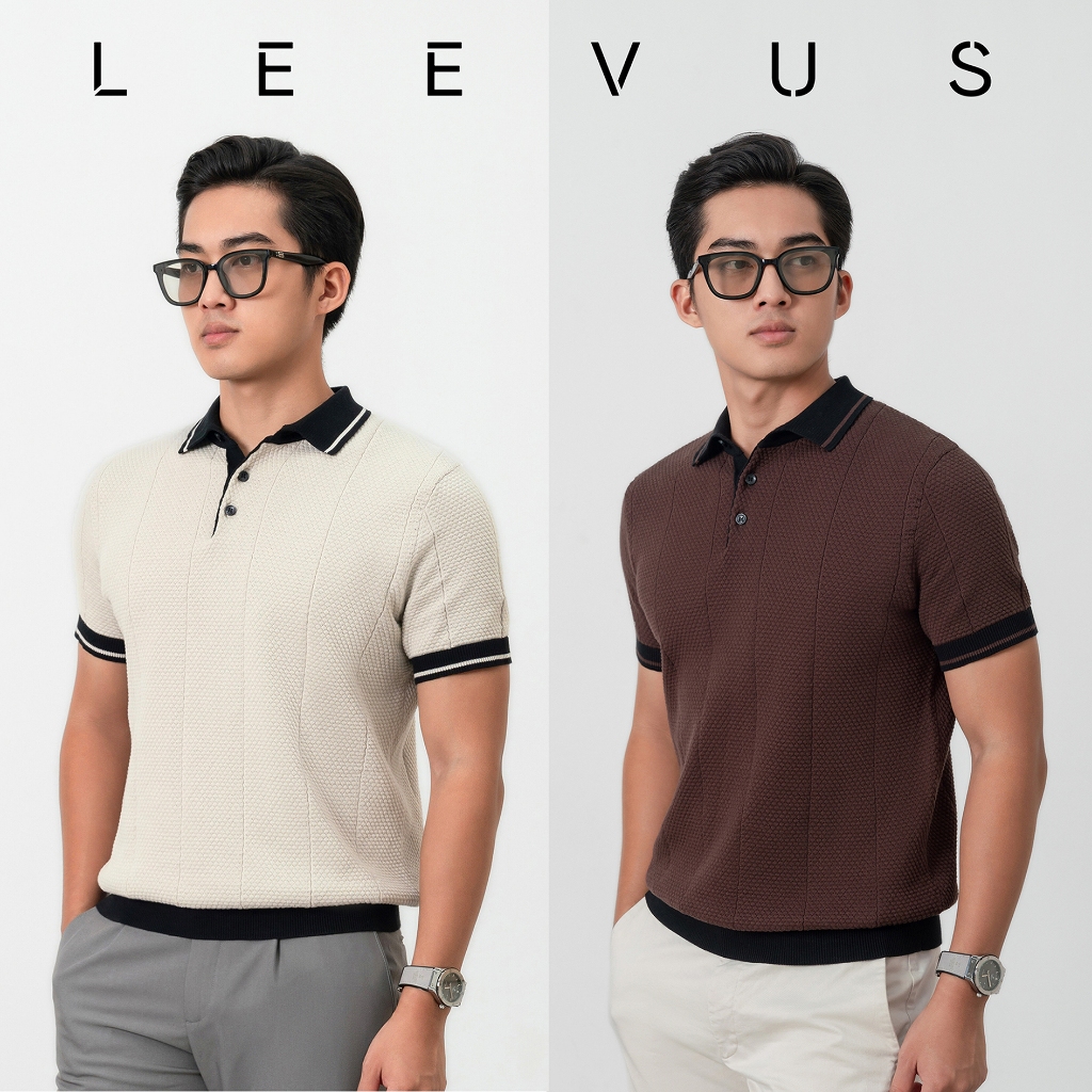 [TẶNG HỘP ĐƠN TỪ 2 SP] Áo polo LEN DỆT KIM Bobble Stitch Knit, kiểu dáng Hàn Quốc sang trọng LEEVUS 