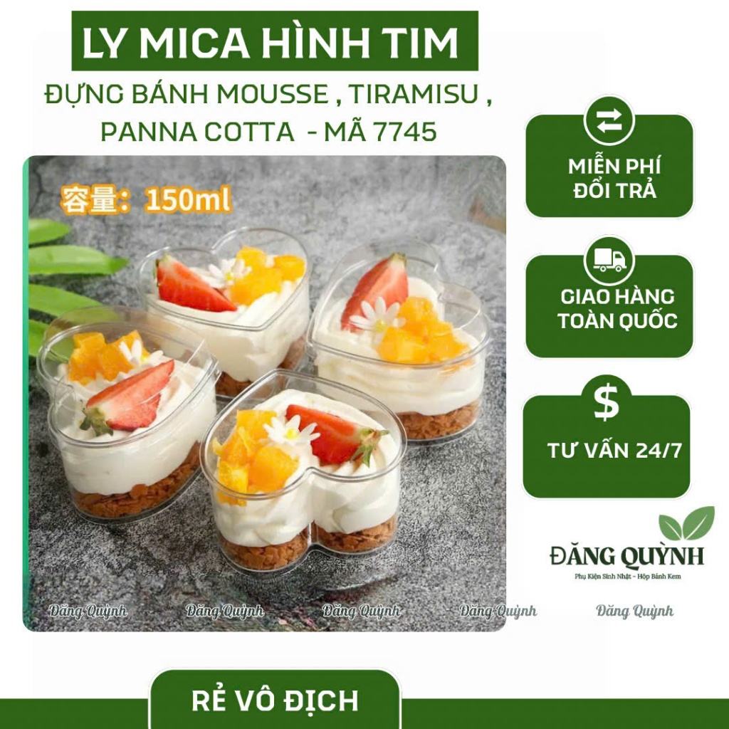 50 LY MICA HÌNH TIM 150ML – HỘP ĐỰNG BÁNH MOUSSE, TIRAMISU, PANNA COTTA SIÊU XINH, TRONG SUỐT CAO CẤP MÃ 7745 | ĐĂNG QUỲ