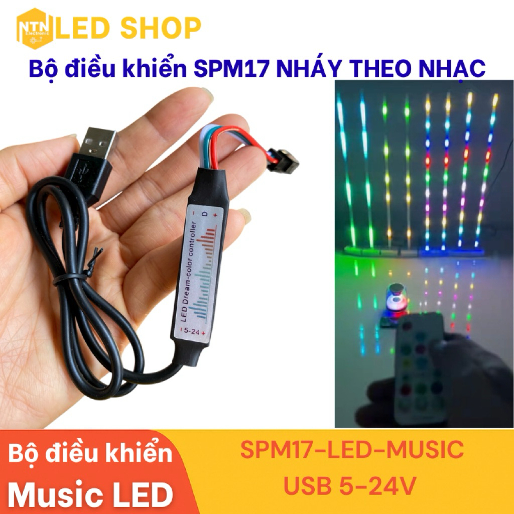 SPM17 MẠCH NHÁY THEO NHẠC FULL MÀU 6 HIỆU ỨNG ĐIỀU KHIỂN LED ARGB WS2812B UCS1903