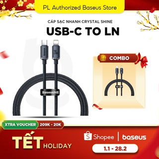  Cáp Sạc Nhanh Baseus Crystal Shine Dây dù PD 20W USB C Sang điện thoại i8-14 chống đứt gãy - Hàng chính hãng 