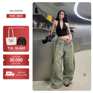  Quần jeans cạp trễ không lưng CHANGI - KILL SYSTEM 