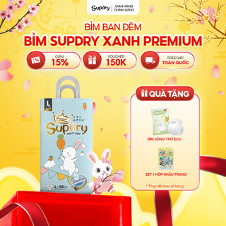   CÓ QUÀ  Tã Bỉm Dán Quần Supdry Premium Bỉm Supdry Xanh Thấm Hút Khô Thoáng size NB S M L XL XXL XXXL cho bé 4kg-20kg 