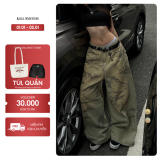  Quần Jeans wash ống rộng quần bò wash màu unisex KEY CHANGER -  KILL SYSTEM 