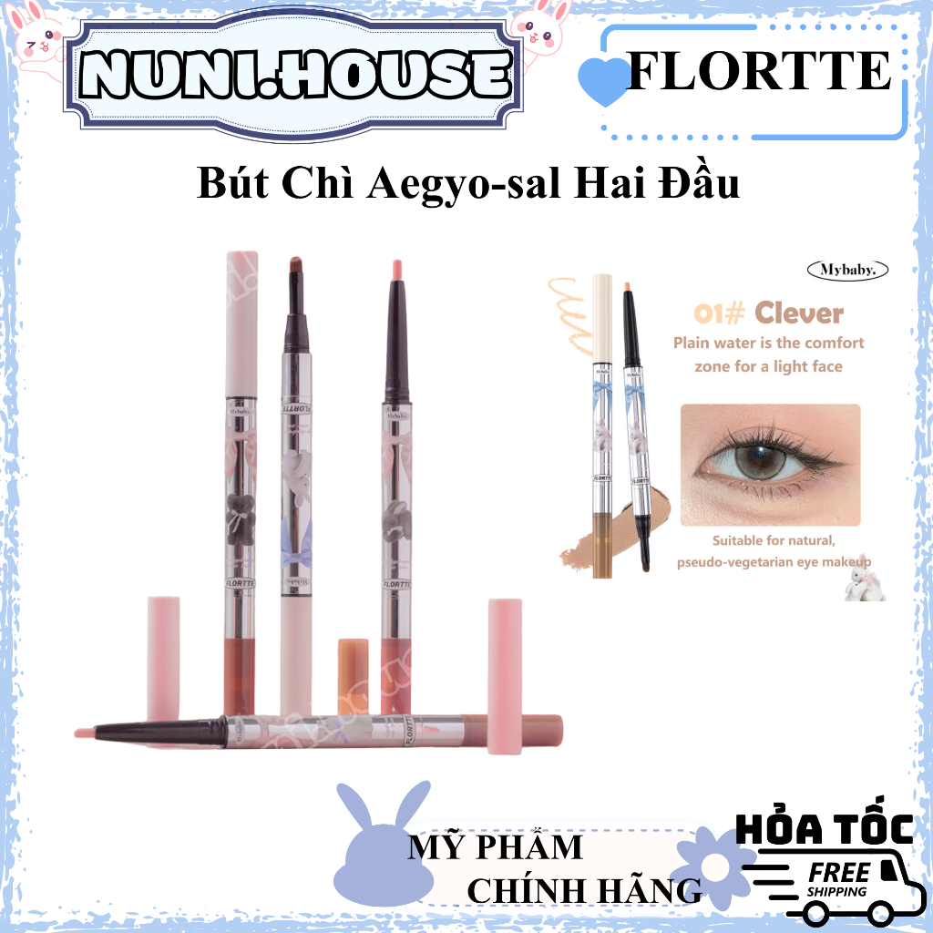 [FLORTTE] Bút chì Aegyo-sal hai đầu makeup kẻ bọng mắt FLORTTE Mesmerizing Princess (4 Màu)