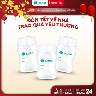 Set 3 Bình Trữ Sữa Kamidi Cổ Rộng Dung Tích 150ml Chất Liệu Nhựa PP Cao Cấp 