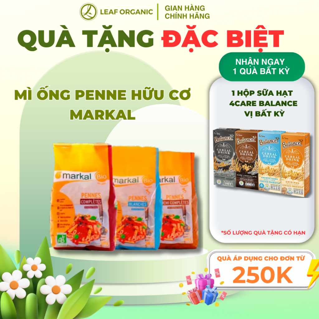 Mì ống penne hữu cơ Markal 500g