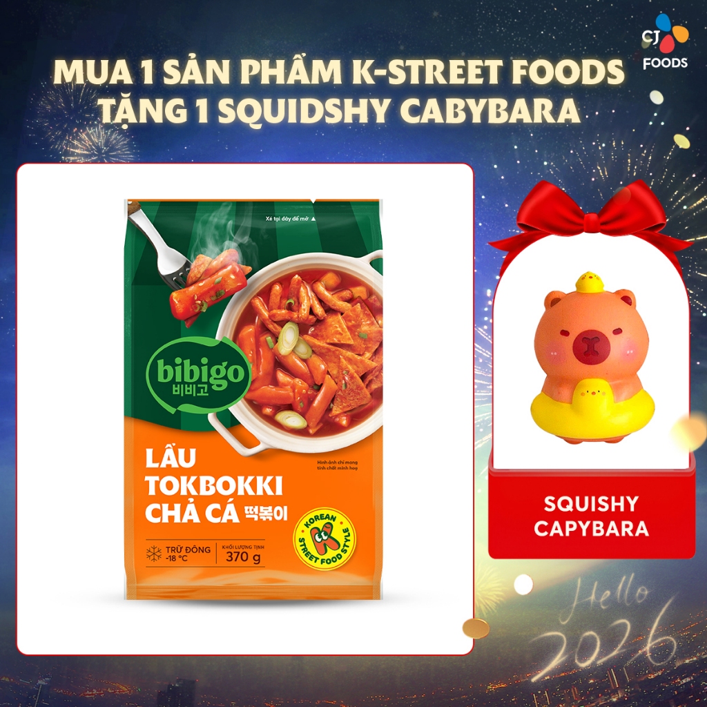 [Mua 1 tặng 1 đồ chơi xả stress] Set Lẩu Tokbokki Chả Cá Hàn Quốc Bibigo 370g (1 gói hoặc 2 gói)